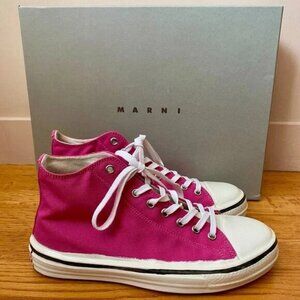 Marni Pink Graffiti Gooey Canvas High-Top Sneakers - size 38